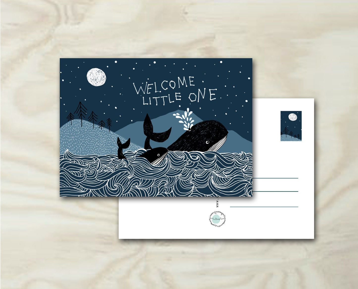 Postkarte "welcome little whale"
