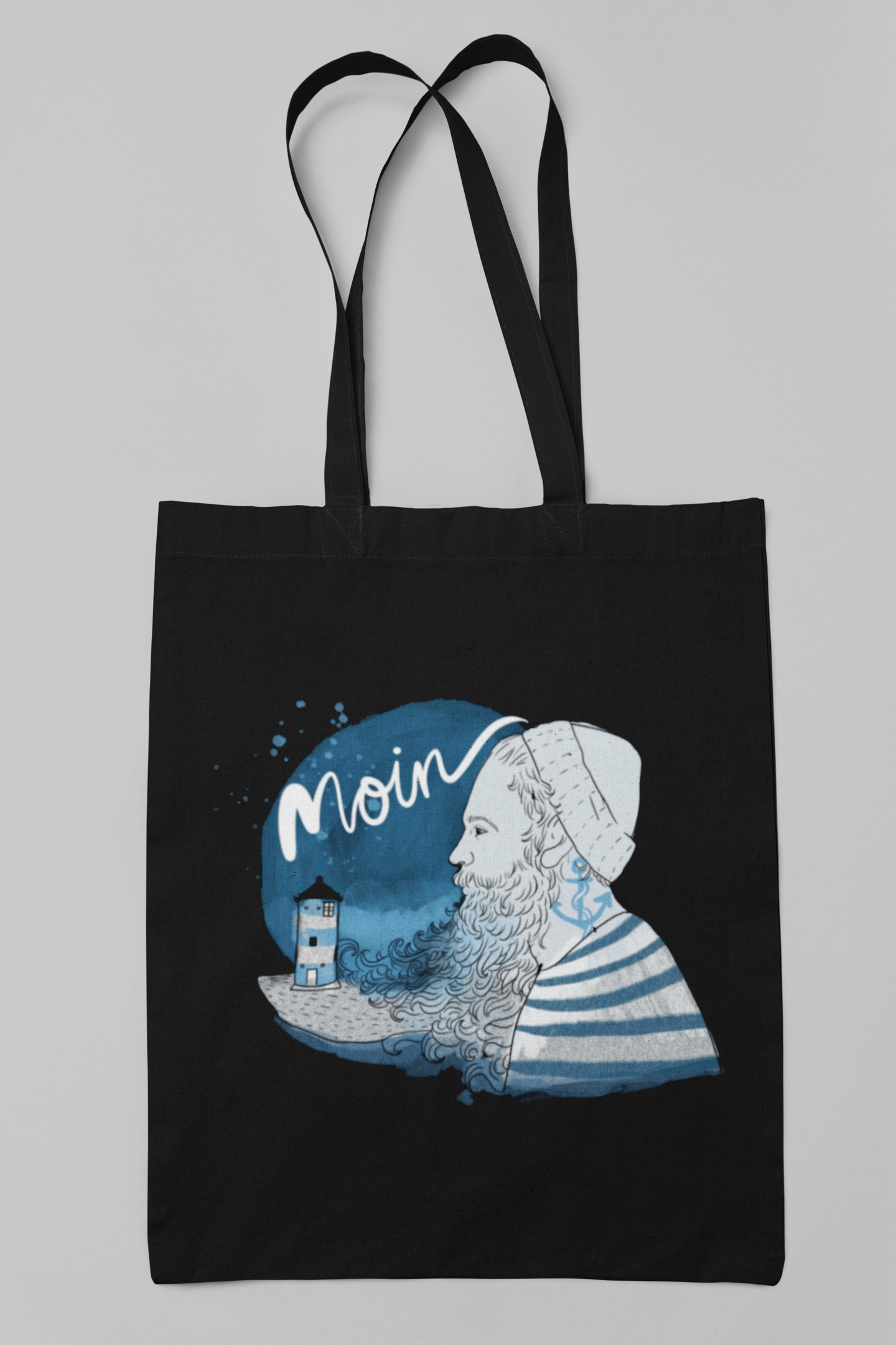 Baumwolltasche "Moin" mit langen Henkel