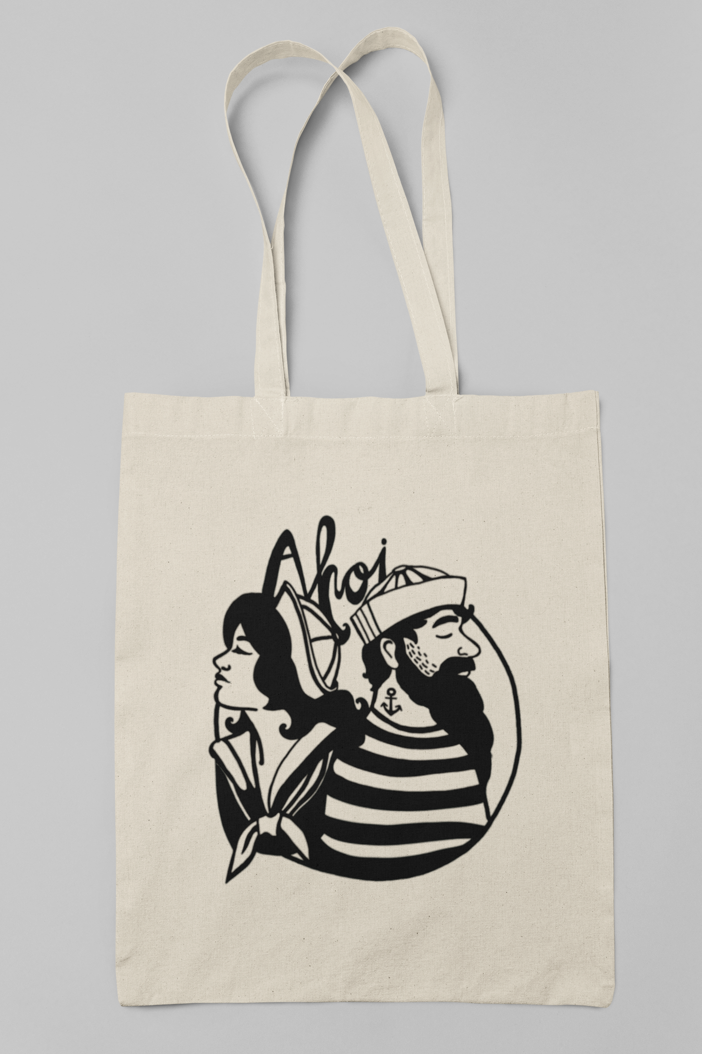 Baumwolltasche "Ahoi Matrose" mit langem Henkel