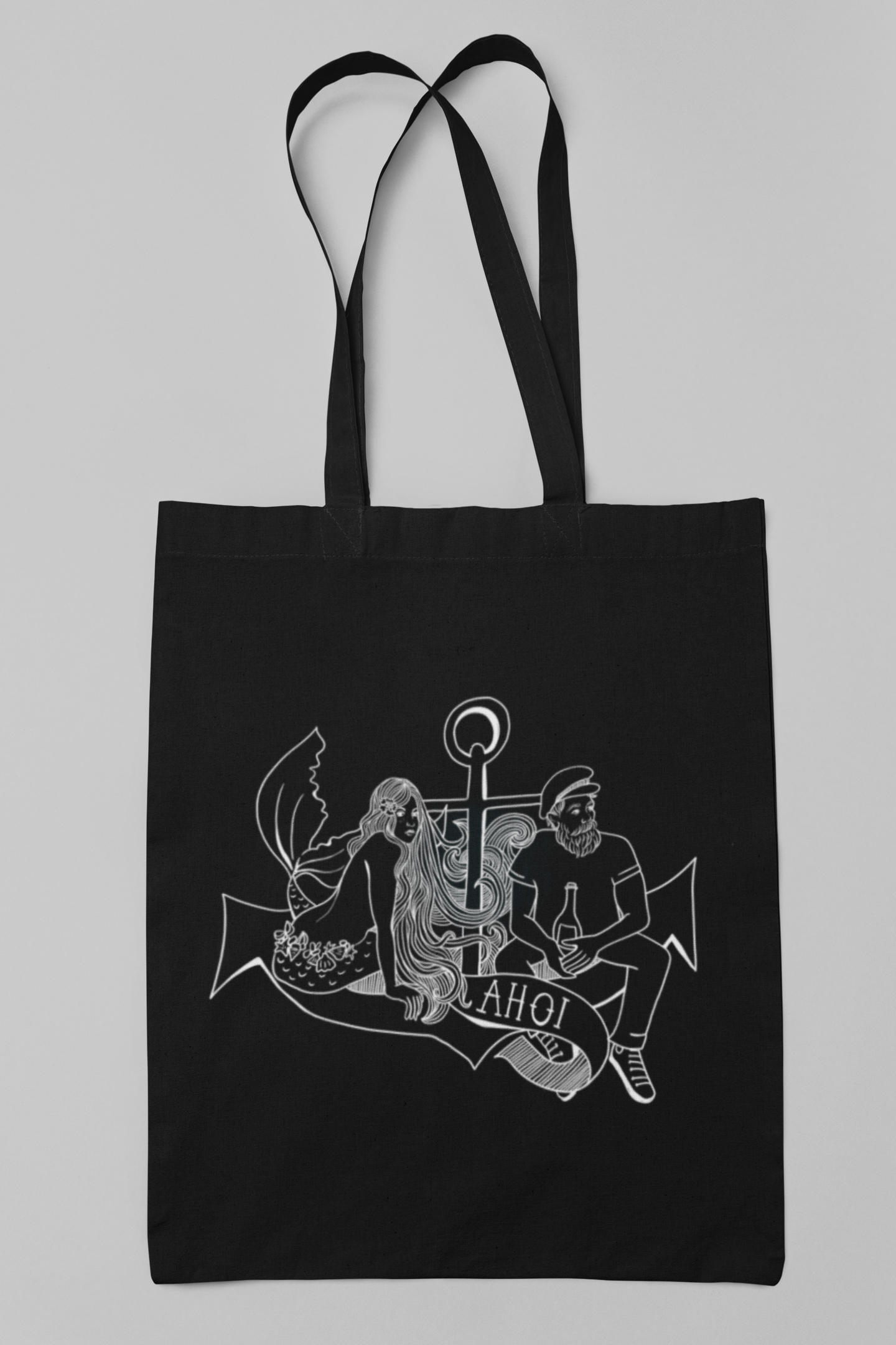 Baumwolltasche "Ahoi Meerjungfrau" mit langen Henkel